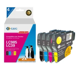 Cartouche compatible Brother LC985 - Pack de 4 - noir, cyan, magenta, jaune - G&G
