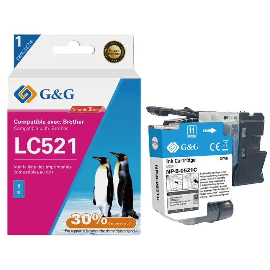 Cartouche compatible Brother LC521 - cyan - G&G