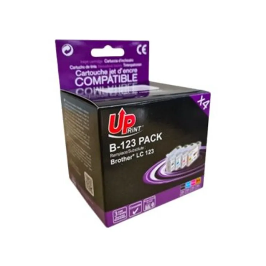 Cartouche compatible Brother LC121/LC123/LC125/LC127 - pack de 4 - noir, jaune, cyan, magenta - Uprint