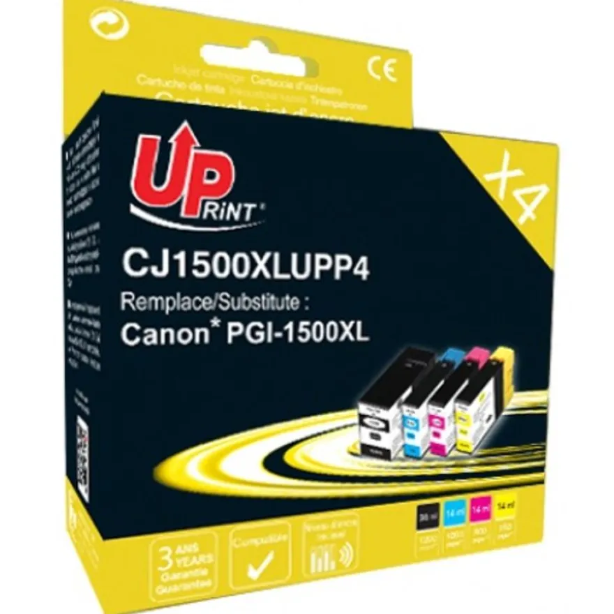 Cartouche compatible Canon PGI-1500XL - pack de 4 - noir, cyan, magenta, jaune - Uprint