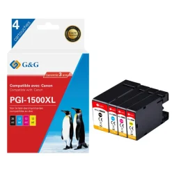 Cartouche compatible Canon PGI-1500XL - Pack de 4 - noir, cyan, magenta, jaune - G&G