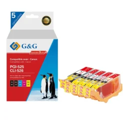 Cartouche compatible Canon PGI-525/CLI-526 - Pack de 4 - noir, cyan, magenta, jaune - G&G