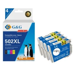 Cartouche compatible Epson 502XL Jumelles - Pack de 4 - noir, cyan, magenta, jaune - G&G