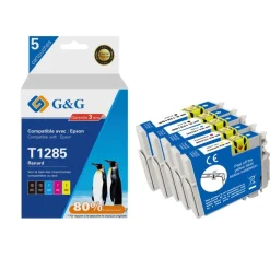 Cartouche compatible Epson T1285 Renard - Pack de 4 - noir, cyan, magenta, jaune - G&G