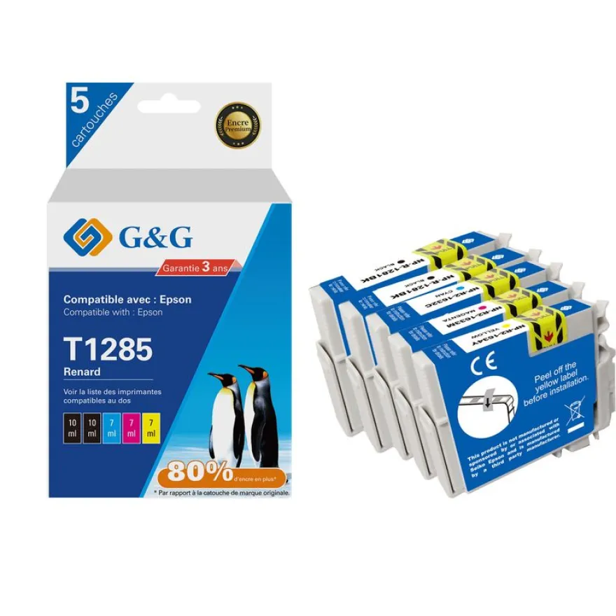 Cartouche compatible Epson T1285 Renard - Pack de 4 - noir, cyan, magenta, jaune - G&G