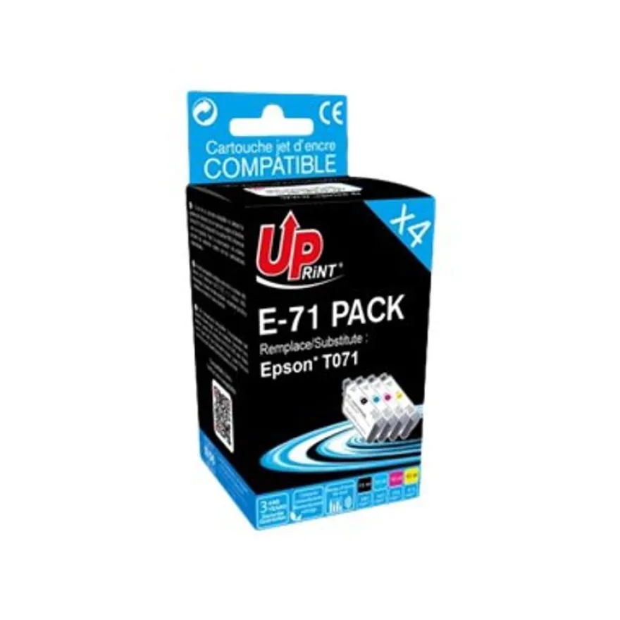 Cartouche compatible Epson T0715 Guépard - pack de 4 - noir, jaune, cyan, magenta - Uprint
