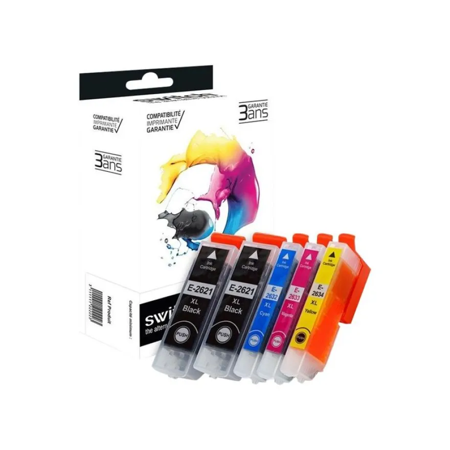 Cartouche compatible Epson 26XL Ours Polaire - pack de 4 - noir, cyan, magenta, jaune - Switch