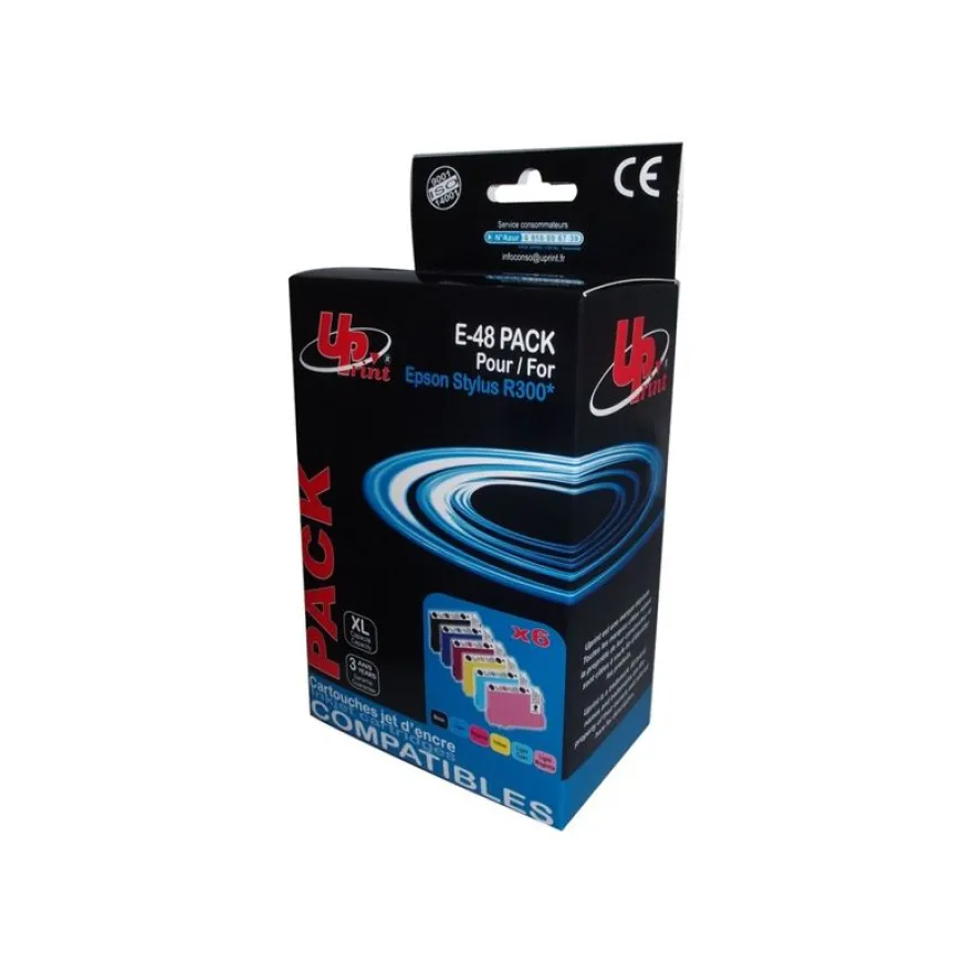 Cartouche compatible Epson T0487 Hippocampe - pack de 6 - noir , cyan, magenta, jaune, cyan clair, magenta clair - Uprint