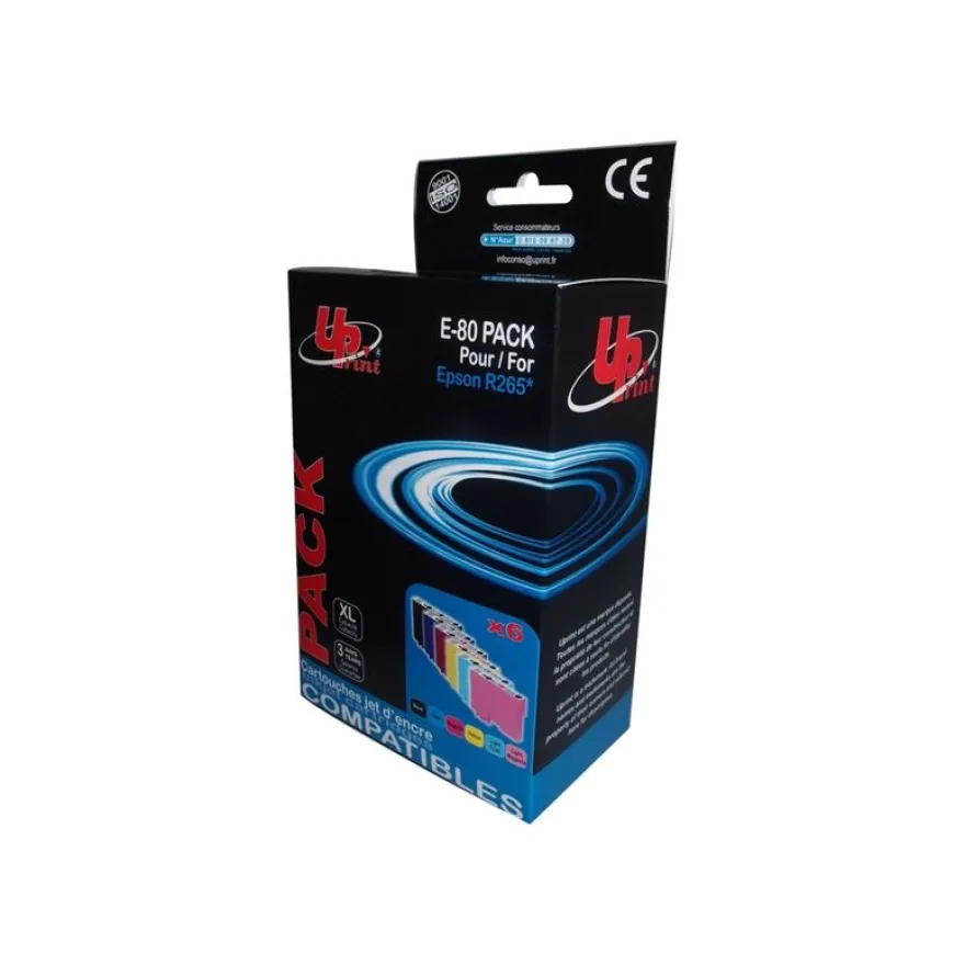 Cartouche compatible Epson T0807 Colibri - pack de 6 - noir, cyan, magenta, jaune, magenta clair, cyan clair - Uprint