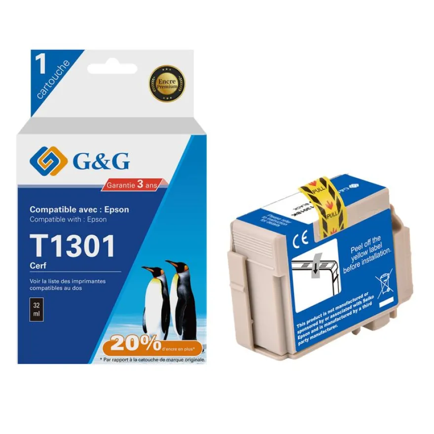 Cartouche compatible Epson T1301XL Cerf- noir - G&G