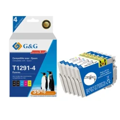 Cartouche compatible Epson T1295 Pomme - Pack de 4 - noir, cyan, magenta, jaune - G&G