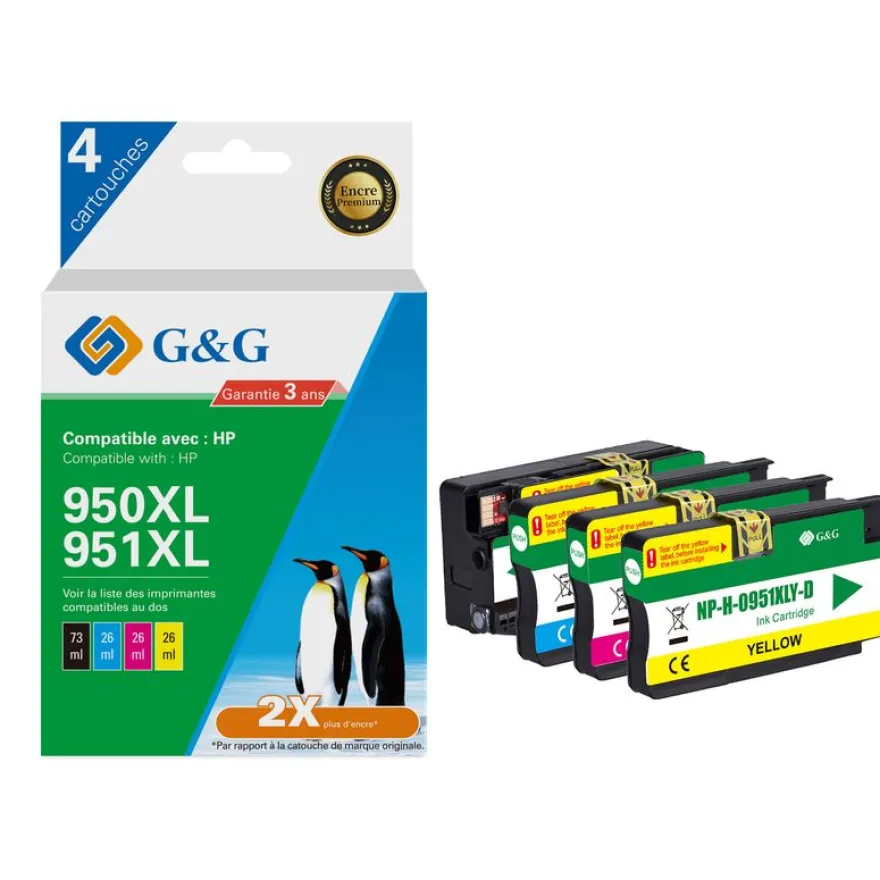 Cartouche compatible HP 950XL/951XL - Pack de 4 - noir, cyan, magenta, jaune - G&G