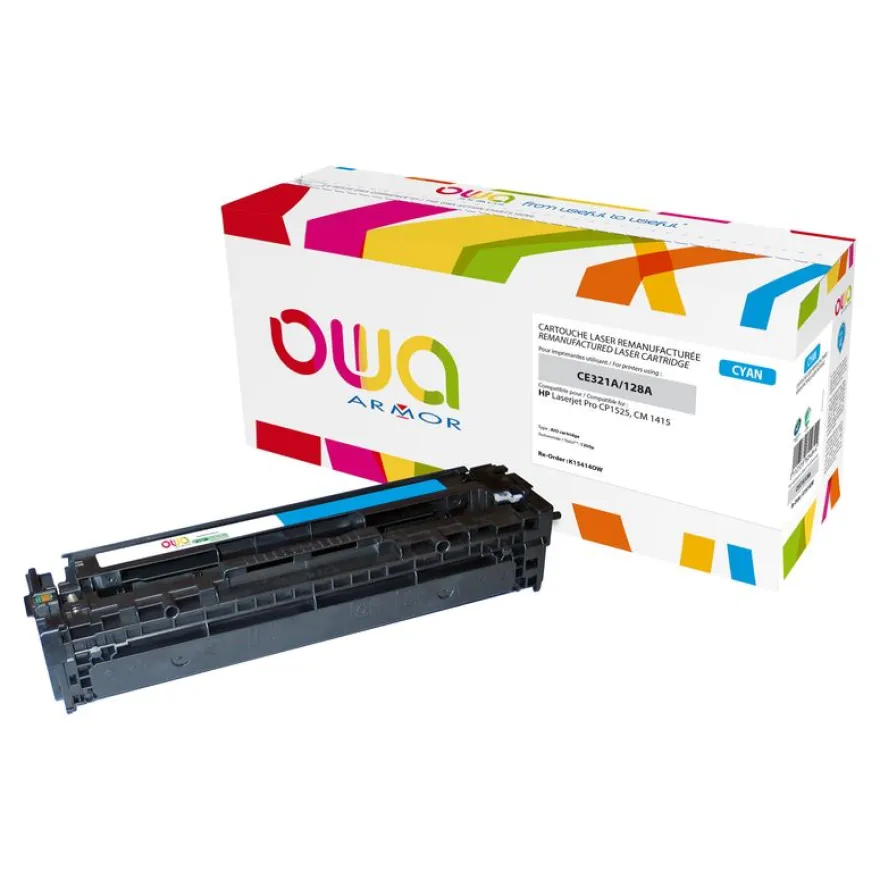 Cartouche laser remanufacturée HP 128A - cyan - Owa
