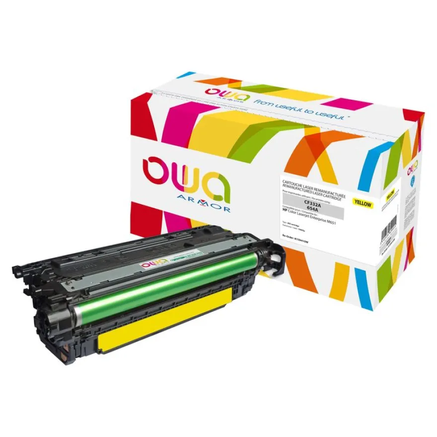 Cartouche laser remanufacturée HP 654A - jaune - Owa