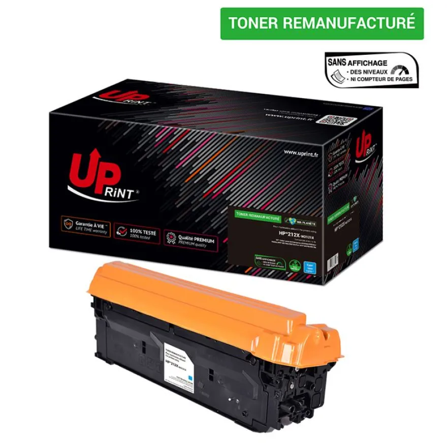 Cartouche laser remanufacturée HP 212X - cyan -Uprint
