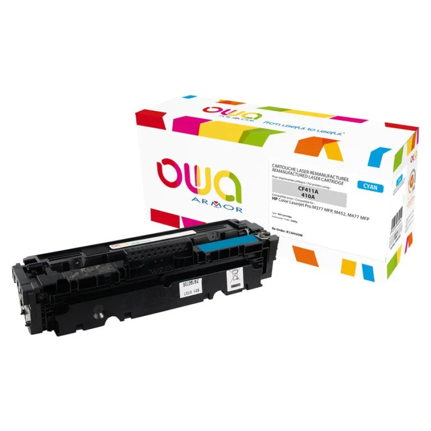 Cartouche laser remanufacturée HP 410A - cyan - Owa