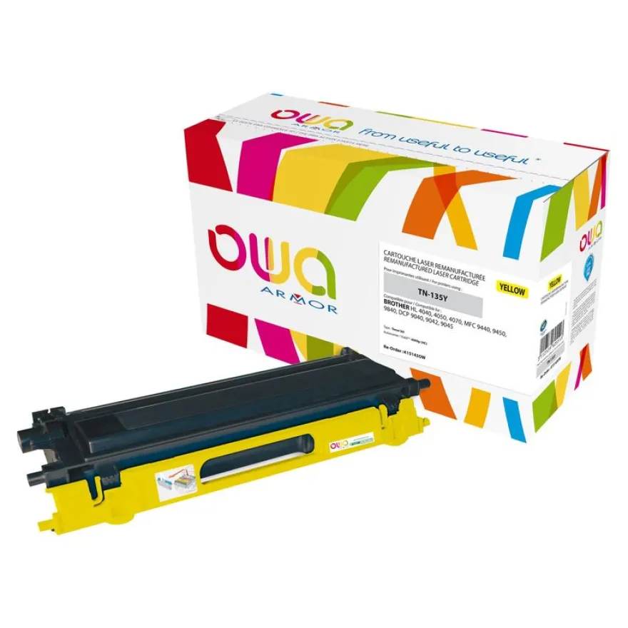 Cartouche laser remanufacturée Brother TN135 - jaune - Owa