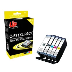 Cartouche remanufacturée Canon CLI-571XL/PGI-570XL - pack de 5 - noir x2, cyan, magenta, jaune - Uprint