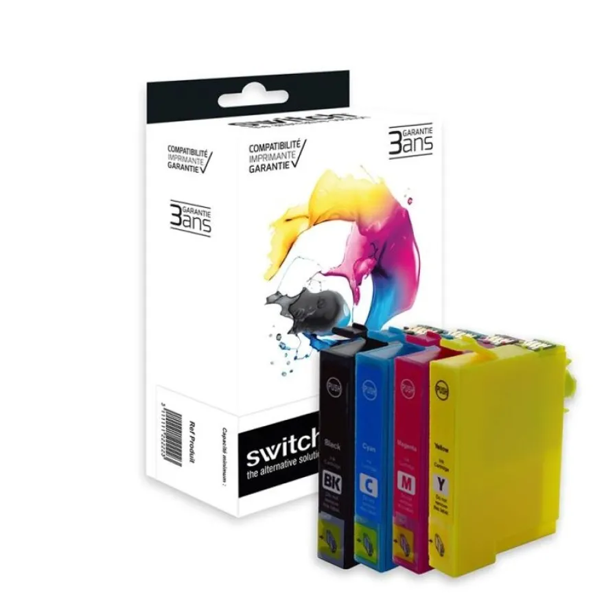 Cartouche remanufacturée Epson T1285 Renard - pack de 4 - noir, jaune, cyan, magenta - Switch
