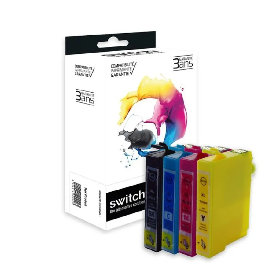 Cartouche remanufacturée Epson T0615 ourson - pack de 4 - noir, jaune, cyan, magenta - Switch