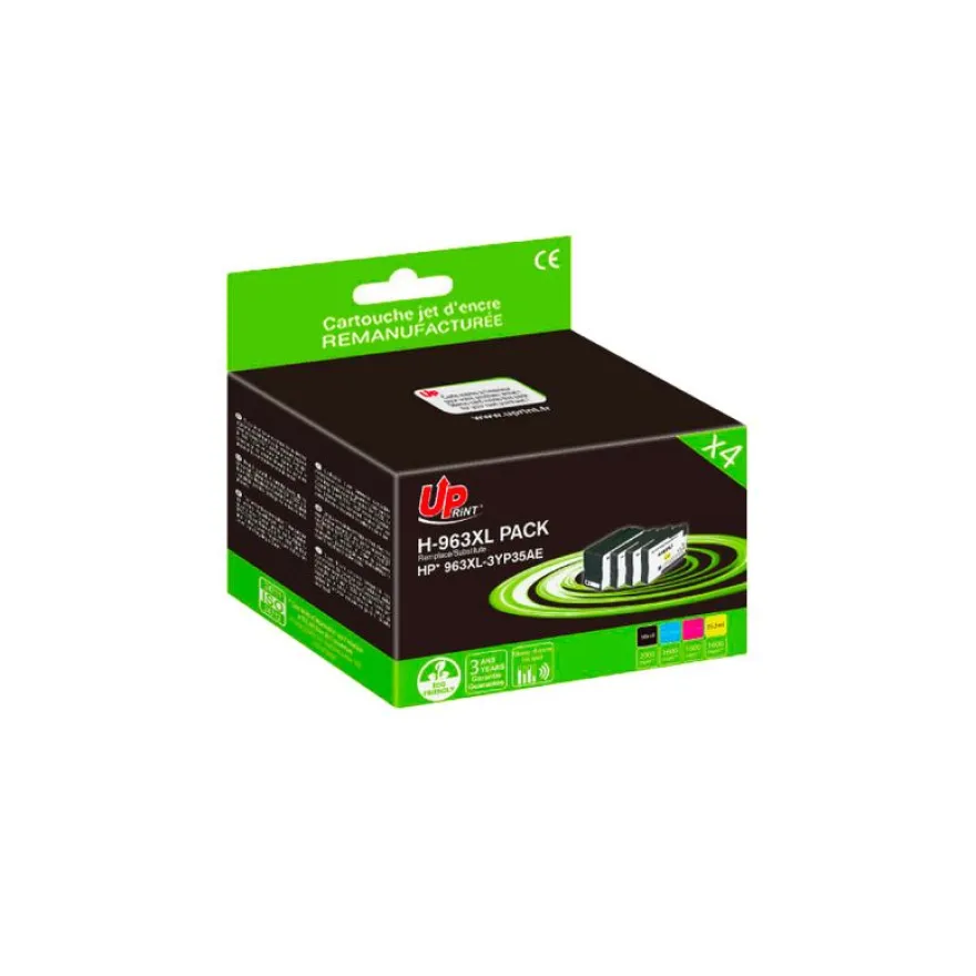 Cartouche remanufacturée HP 963XL - pack de 4 - noir, jaune, cyan, magenta - UPrint