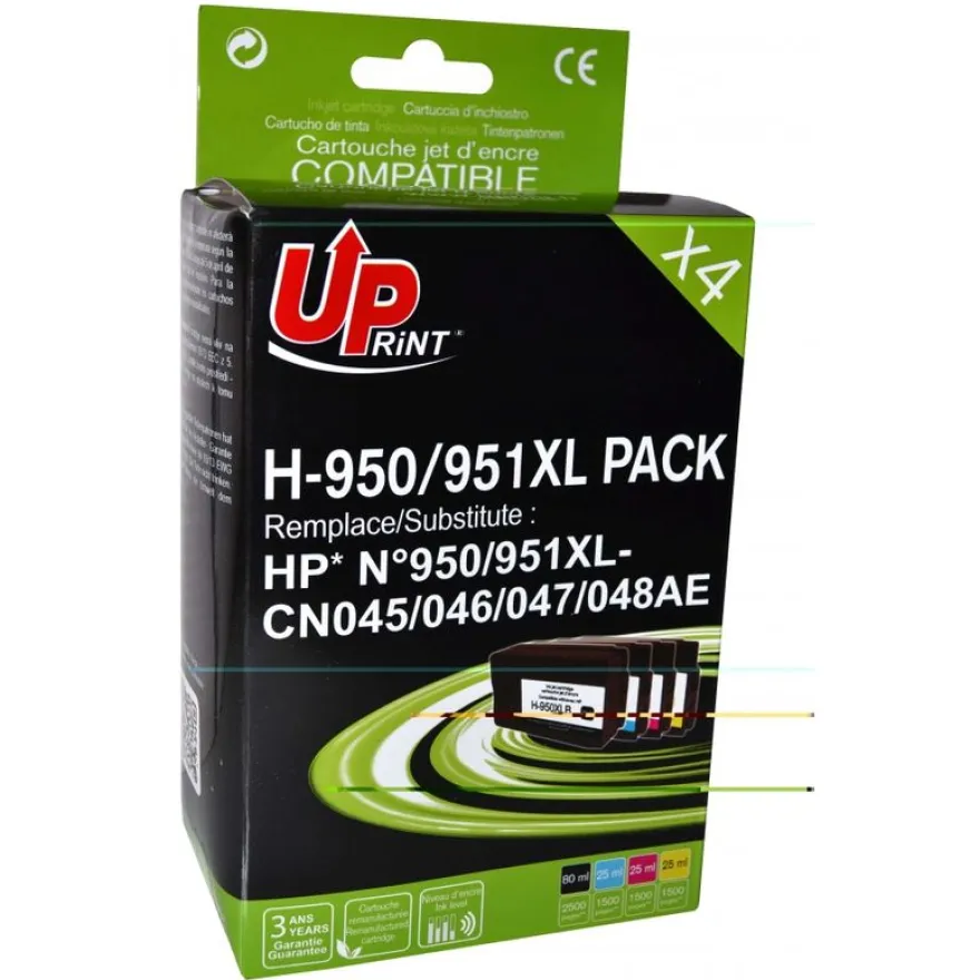 Cartouche remanufacturée HP 950XL/951XL - pack de 4 - noir, cyan, magenta, jaune - Uprint