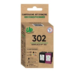 Cartouche remanufacturée HP 302 - pack de 2 - noir, cyan, magenta, jaune - Uprint