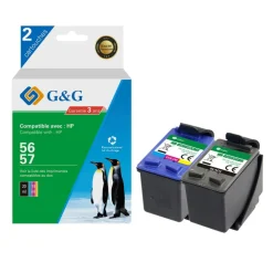 Cartouche remanufacturée HP 56/57 - Pack de 2 - noir, cyan, magenta, jaune - G&G