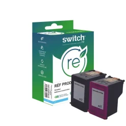 Cartouche remanufacturée HP 302XL - Pack de 2 - noir, cyan, magenta, jaune - Switch