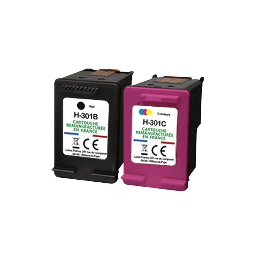 Cartouche remanufacturée HP 301 - pack de 2 - noir, cyan, magenta, jaune - Uprint