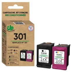 Cartouche remanufacturée HP 301 - pack de 2 - noir, cyan, magenta, jaune - Uprint