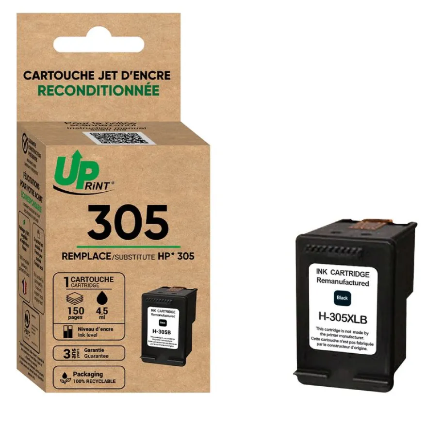 Cartouche remanufacturée HP 305 - noir -Uprint