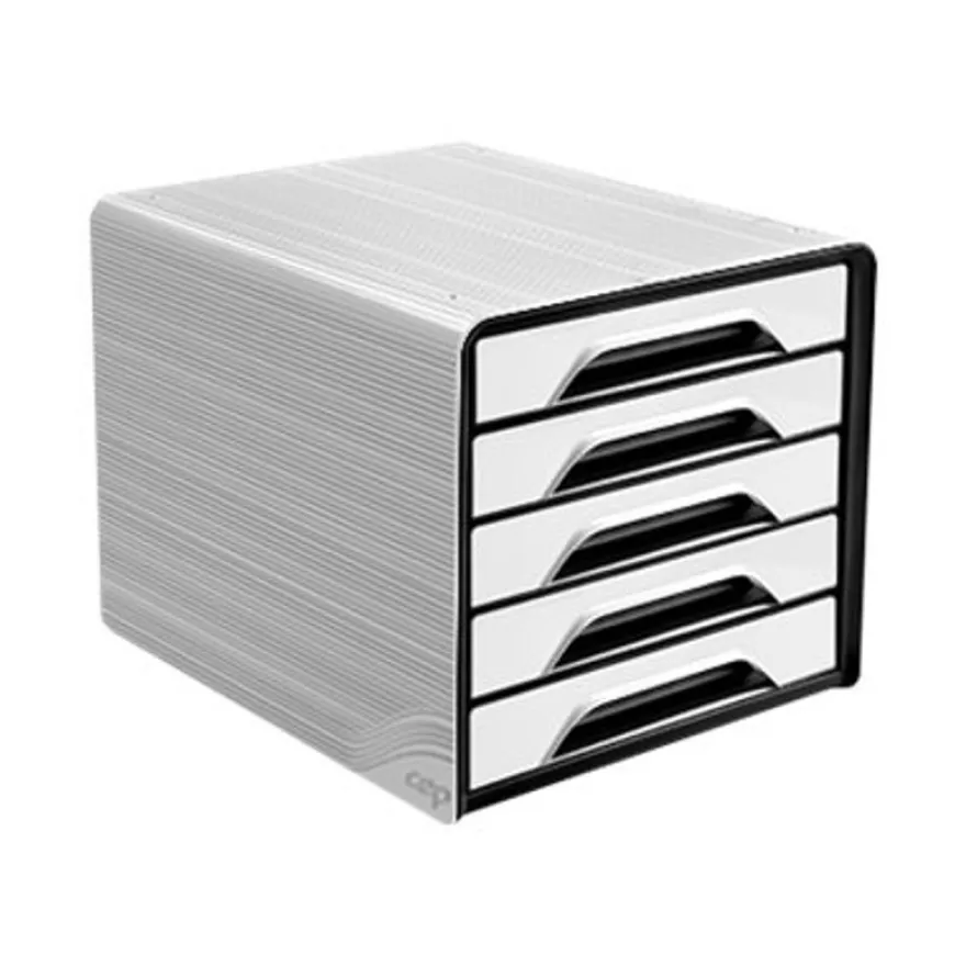 CEP Gloss - Module de classement 5 tiroirs - blanc/noir