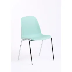 Chaise CHARLOTTE - pieds chromés sans accroche - Vert d'eau