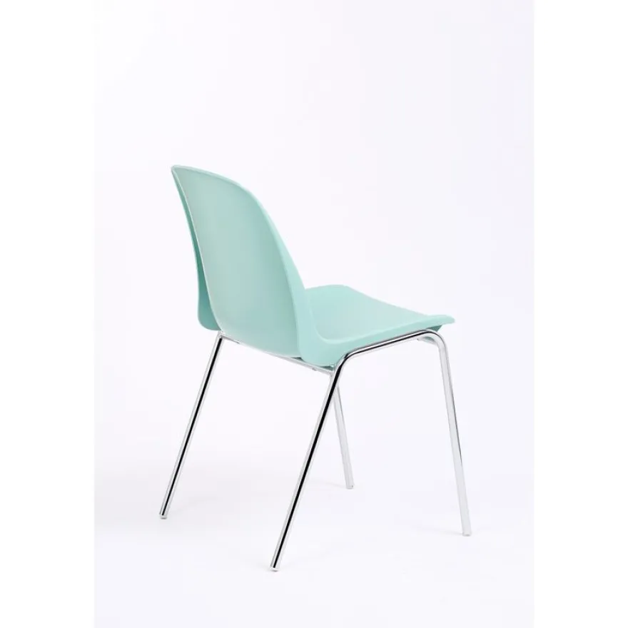 Chaise CHARLOTTE - pieds chromés sans accroche - Vert d'eau
