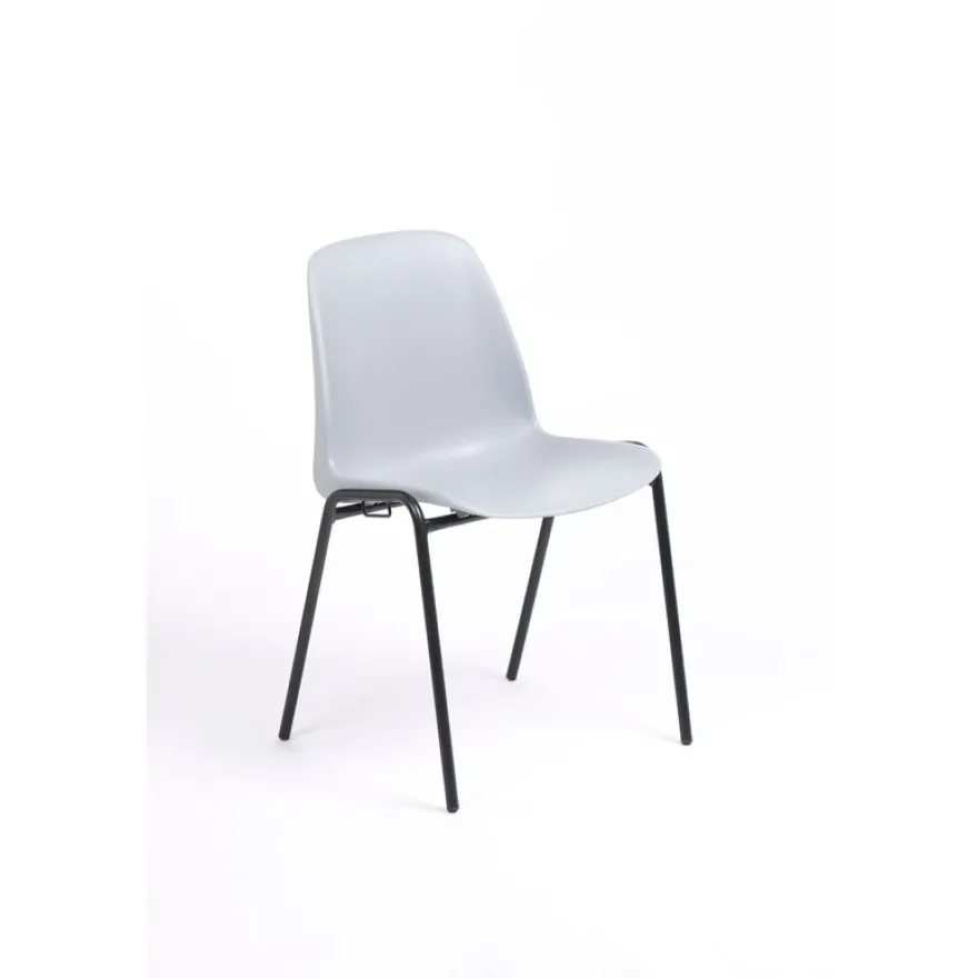 Chaise CHARLOTTE - pieds noirs avec accroches - gris clair