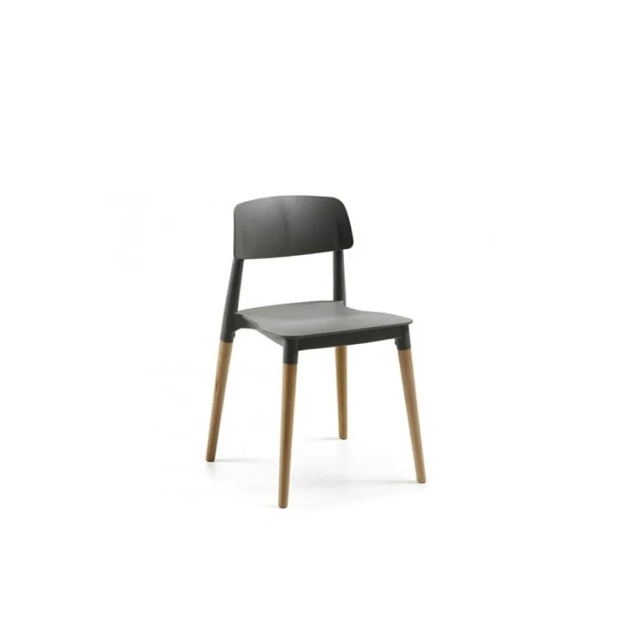 Chaise SCANDINAVE - pieds bois - noir