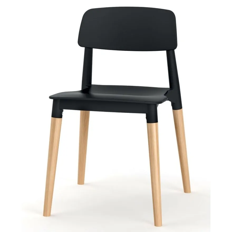 Chaise SCANDINAVE - pieds bois - noir