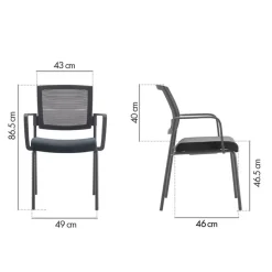 Chaise SYNERGY - accoudoirs en option - noir