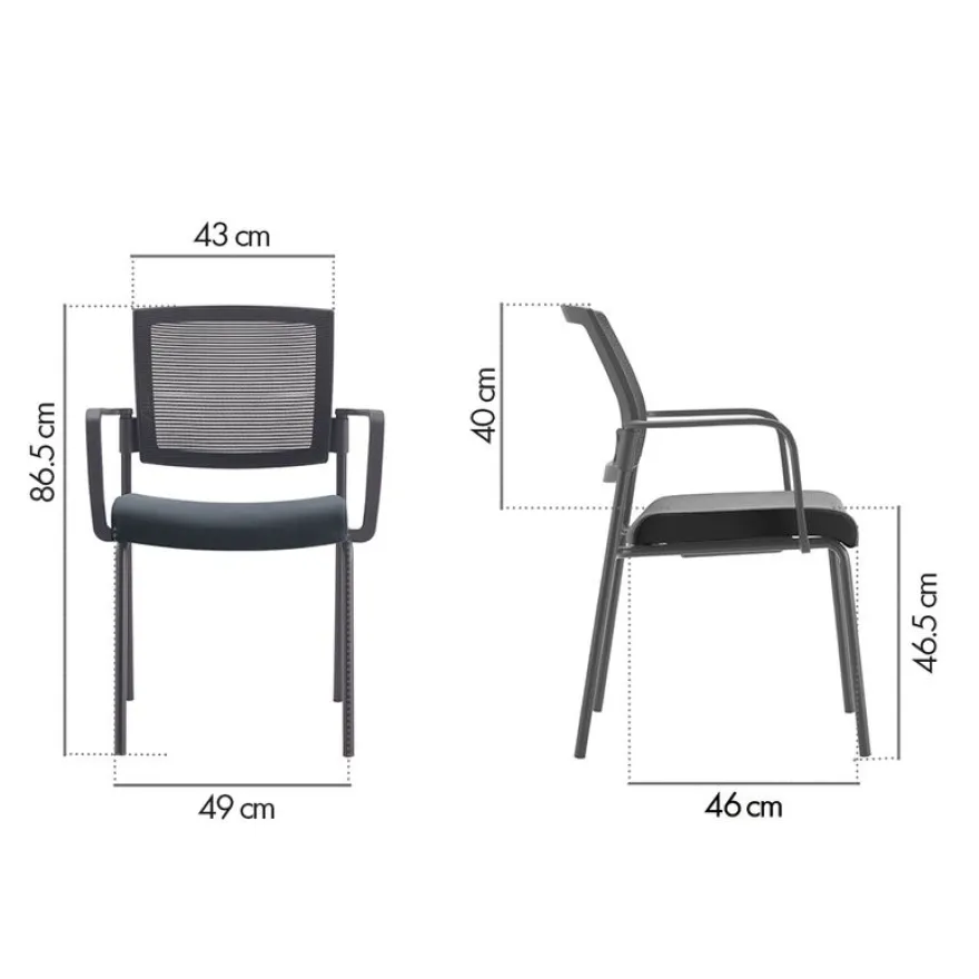 Chaise SYNERGY - accoudoirs en option - noir