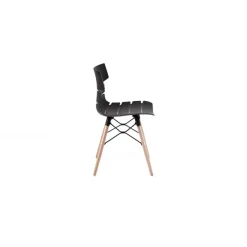 Chaise TESS - pieds bois et acier noir - noir