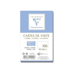 Clairefontaine - 100 Cartes de visite 82 x 128 mm - 220 g/m²