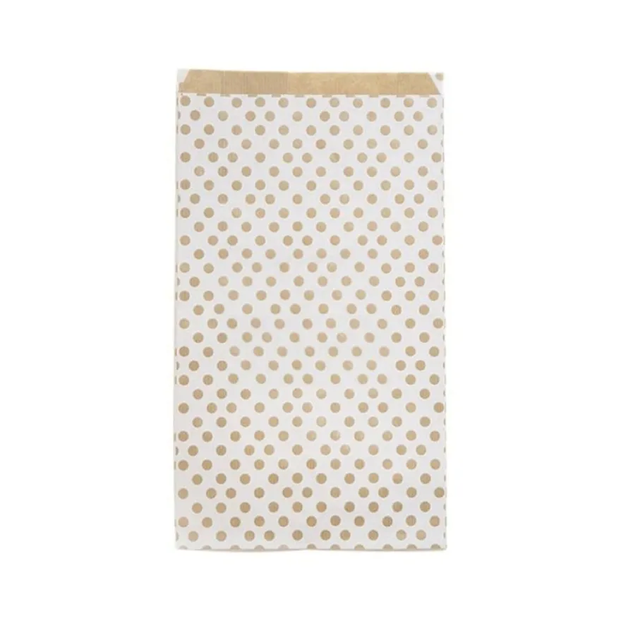 Clairefontaine - 50 Pochettes cadeau kraft - 21 cm x 7 cm x 37 cm - pois/fond blanc