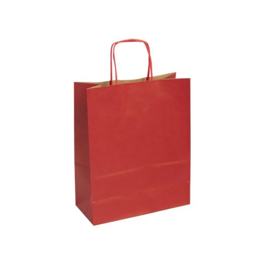 Clairefontaine - 25 Sacs cadeau kraft - 22 cm x 10 cm x 27 cm - rouge