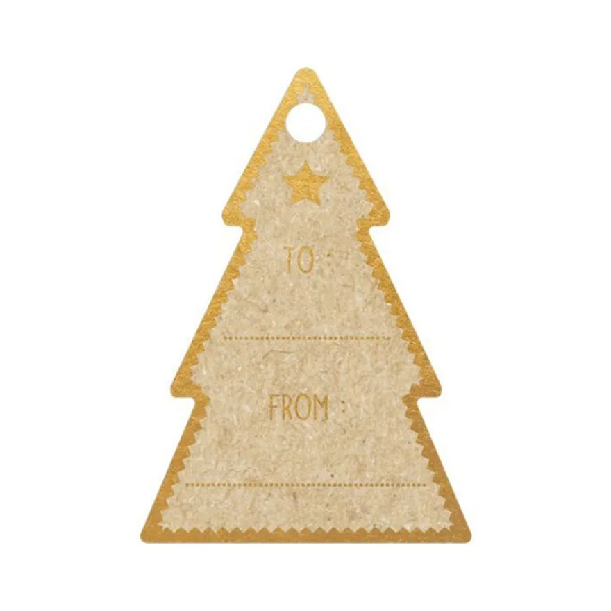 Clairefontaine - 12 Étiquettes cadeau kraft - sapins - 8 x 16 cm