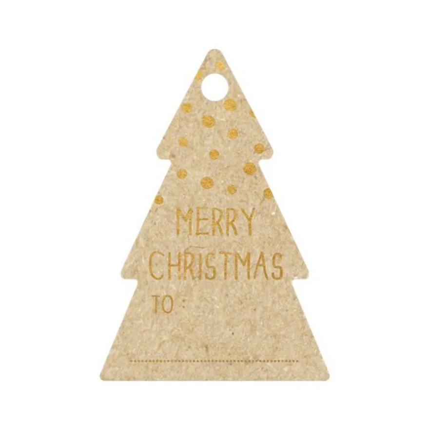 Clairefontaine - 12 Étiquettes cadeau kraft - sapins - 8 x 16 cm