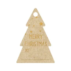 Clairefontaine - 12 Étiquettes cadeau kraft - sapins - 8 x 16 cm