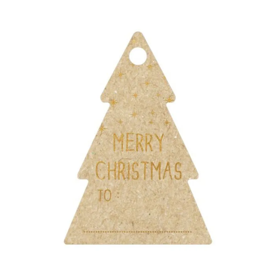 Clairefontaine - 12 Étiquettes cadeau kraft - sapins - 8 x 16 cm