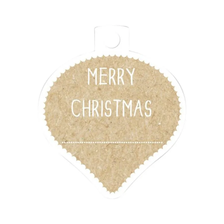 Clairefontaine - 12 Étiquettes cadeau kraft - boules de Noël - 8 x 16 cm