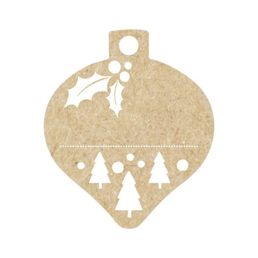 Clairefontaine - 12 Étiquettes cadeau kraft - boules de Noël - 8 x 16 cm